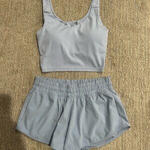 Stylish Gray Sports Bra and Shorts Set